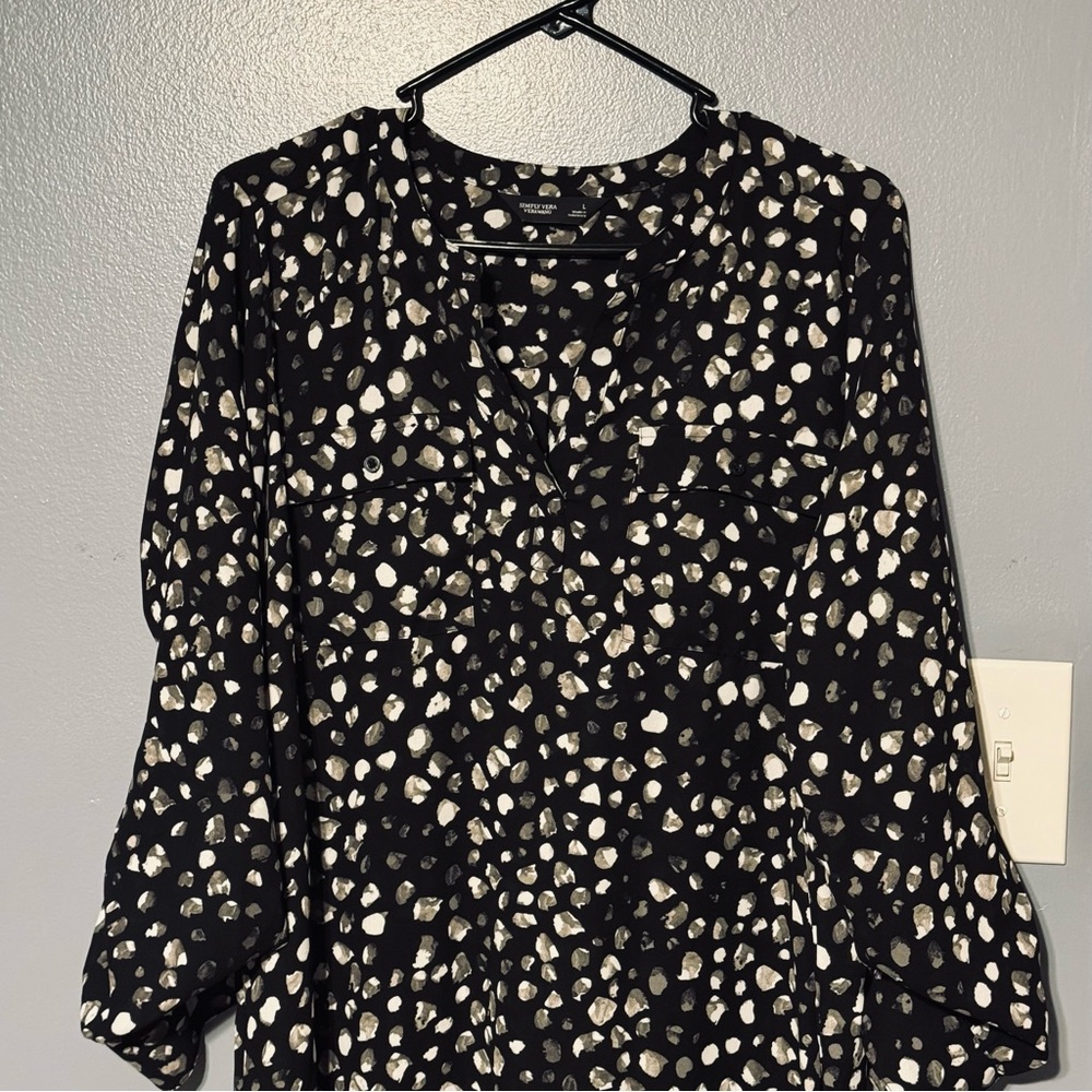 Simply Vera Vera Wang Black and White Patterned Blouse